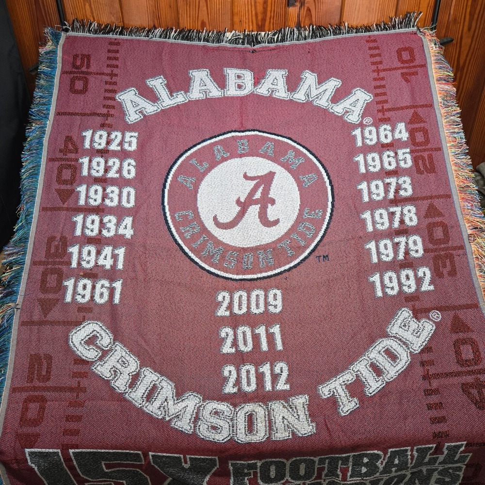 Alabama Crimson Tide Tapestry Throw Blanket 46" x 60" 15x National Champions